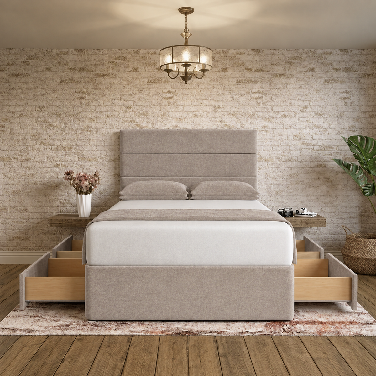 The Vista Divan Bed - Latte Wool