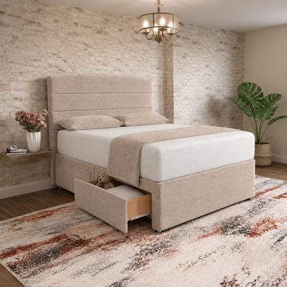 The Vista Divan Bed - Mink Chenille