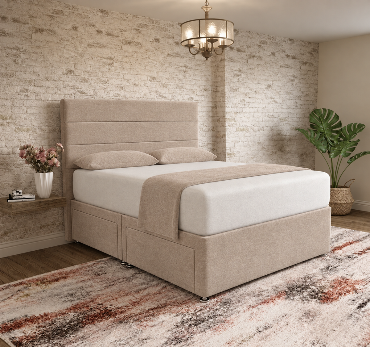 The Vista Divan Bed - Mink Chenille