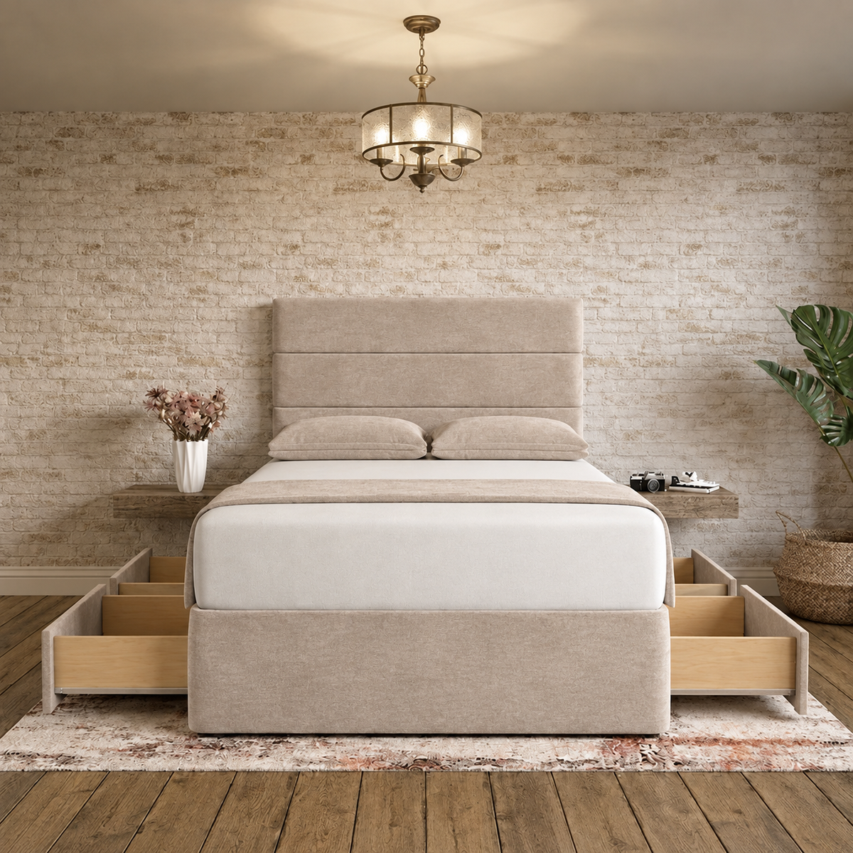 The Vista Divan Bed - Mink Chenille
