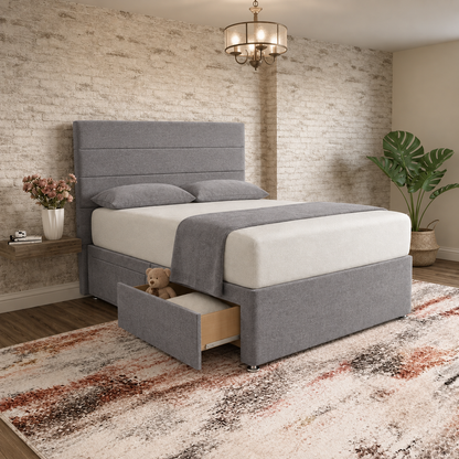 The Vista Divan Bed - Pewter Wool