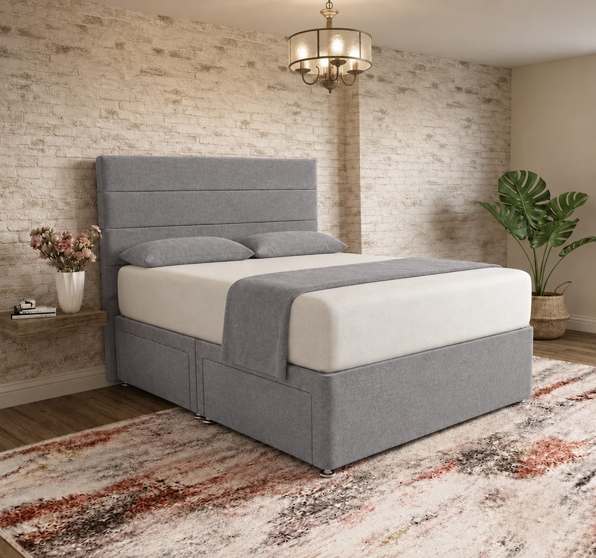 The Vista Divan Bed - Pewter Wool