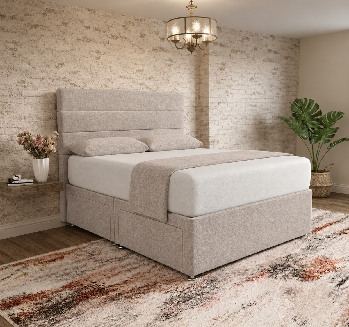 The Vista Divan Bed - Putty Linen