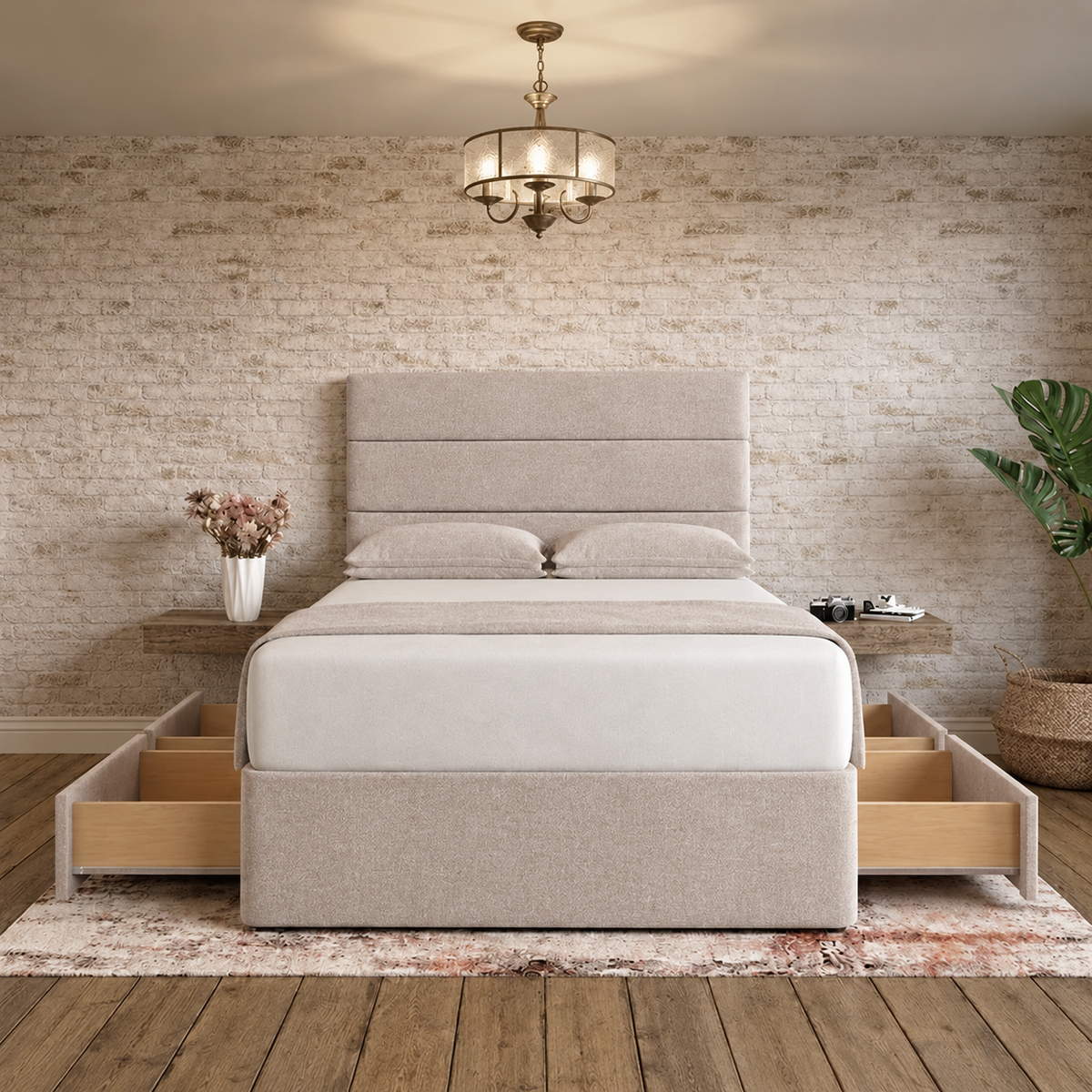 The Vista Divan Bed - Putty Linen