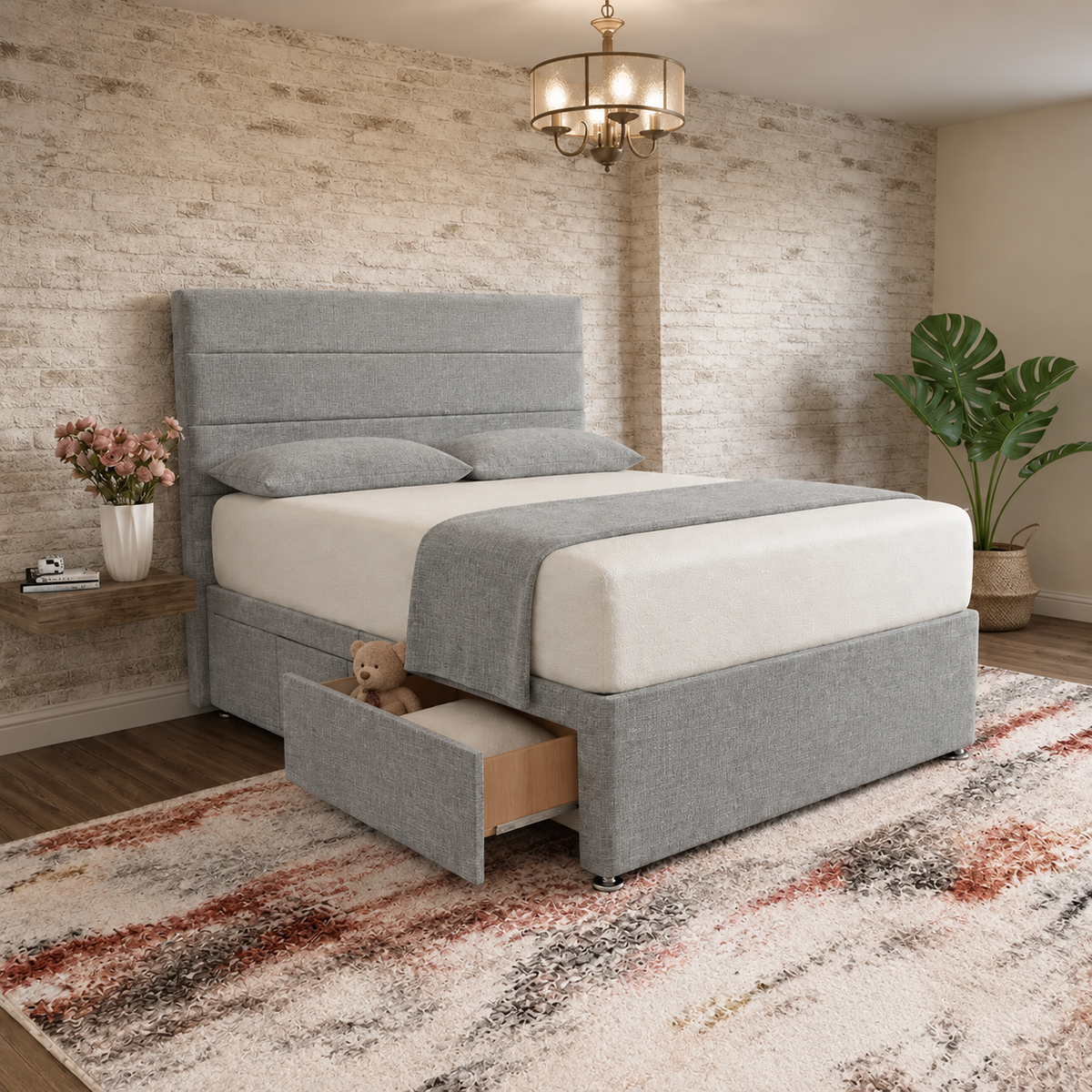 The Vista Divan Bed - Sage Linen