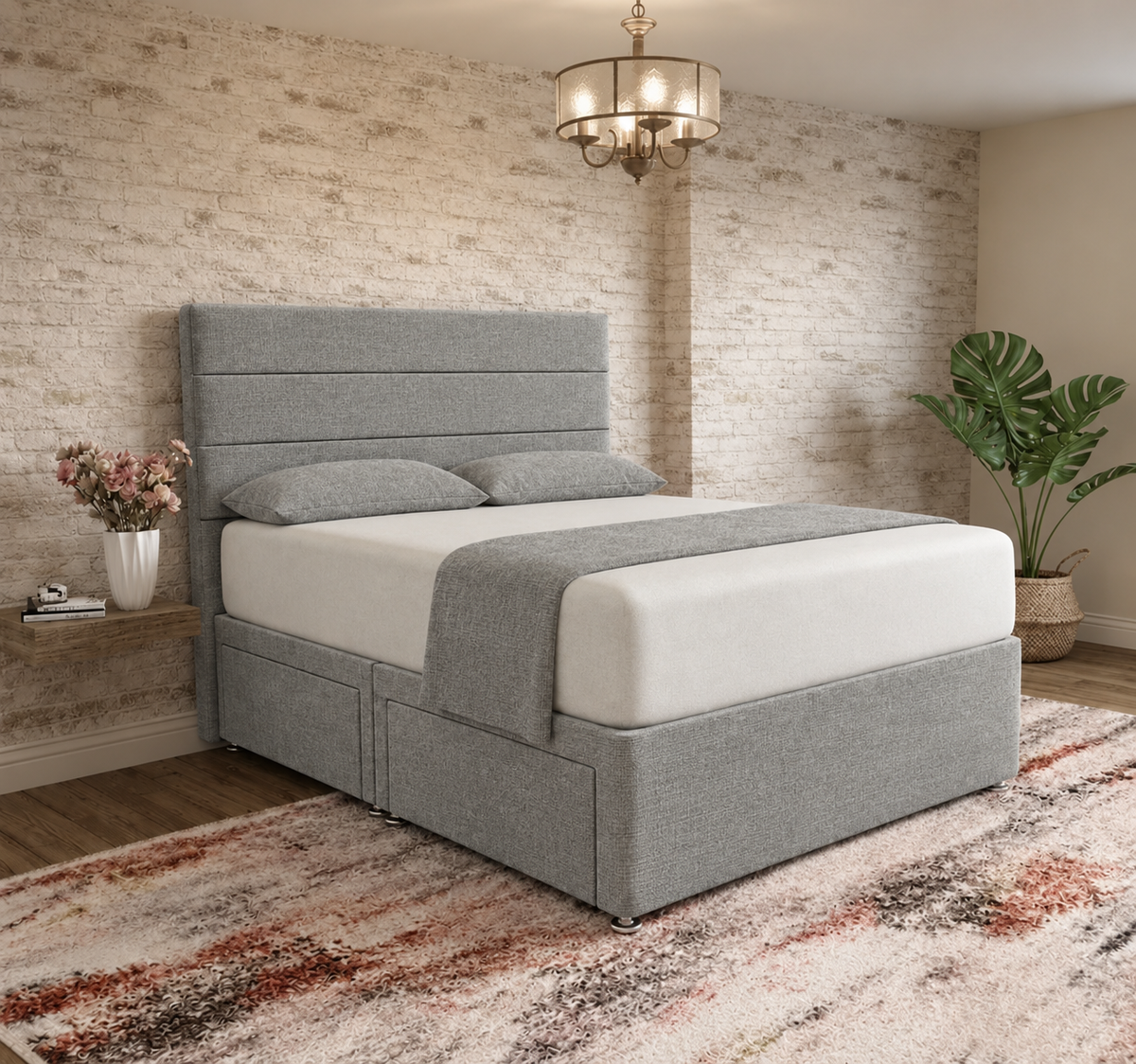 The Vista Divan Bed - Sage Linen
