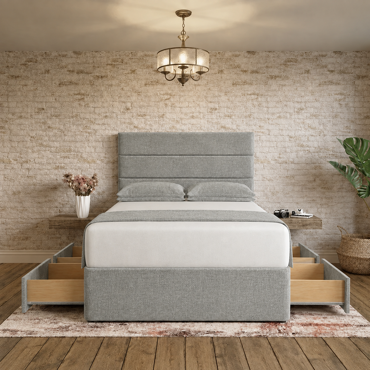 The Vista Divan Bed - Sage Linen