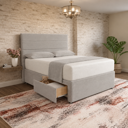 The Vista Divan Bed - Silver Plush Velvet