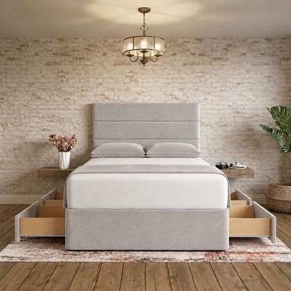 The Vista Divan Bed - Silver Plush Velvet