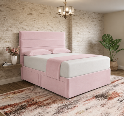 The Vista Divan Bed - Soft Pink Plush Velvet