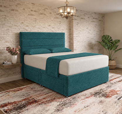 The Vista Divan Bed - Teal Linen