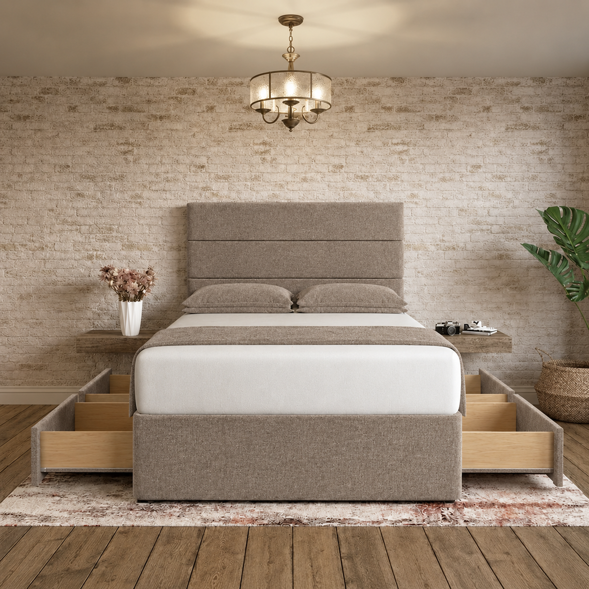 The Vista Divan Bed - Wheat Linen
