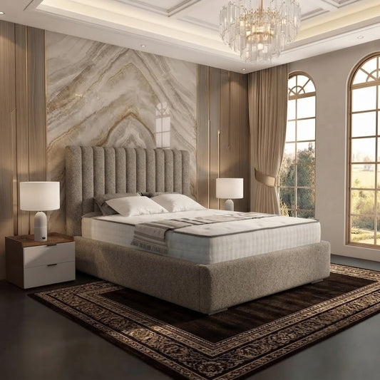 Verona Flute Upholstered Ottoman Bed - Clay Wool