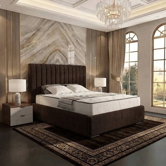 Verona Flute Upholstered Ottoman Bed - Slate Grey Naples