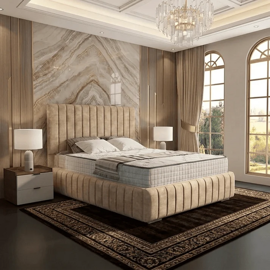 Verona Flute Upholstered Ottoman Bed