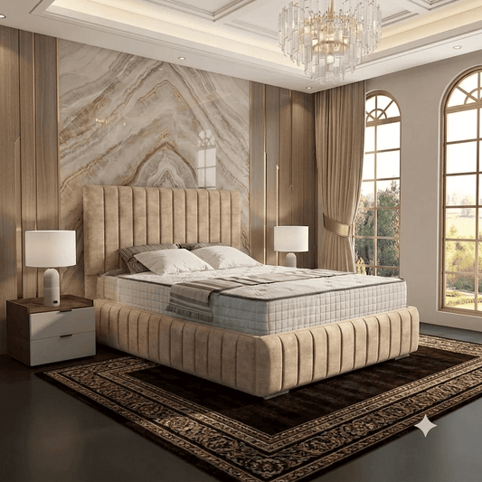 Verona Flute Upholstered Ottoman Bed