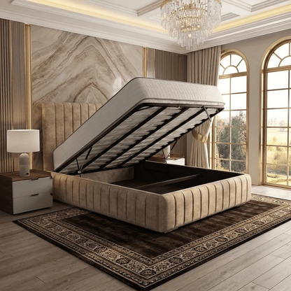 Verona Flute Upholstered Ottoman Bed