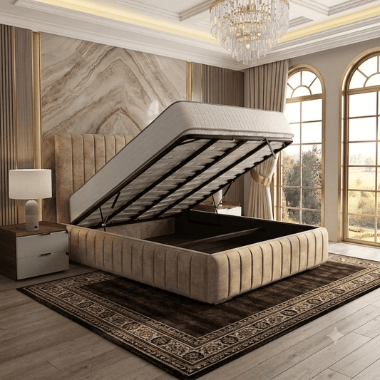 Verona Flute Upholstered Ottoman Bed