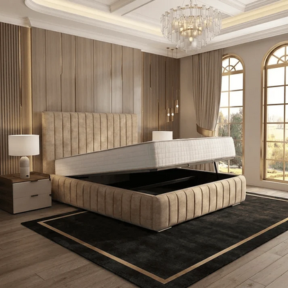 Verona Flute Upholstered Ottoman Bed