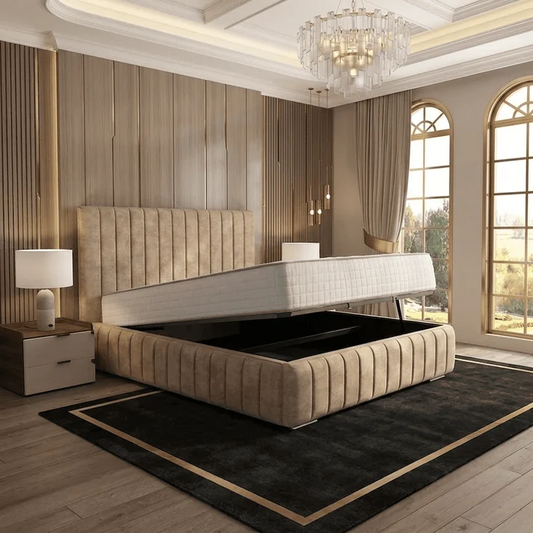 Verona Flute Upholstered Ottoman Bed