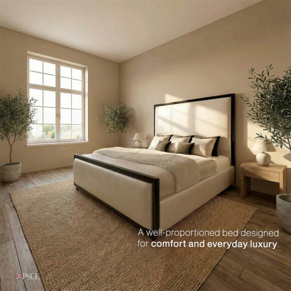 Elite Washington Noir Timber & Fabric Paneled Bed