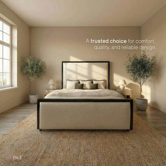 Elite Washington Noir Timber & Fabric Paneled Bed