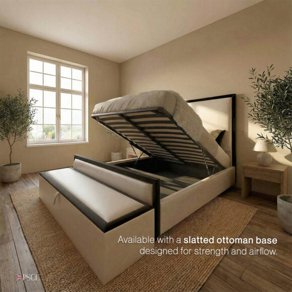 Elite Washington Noir Timber & Fabric Paneled Bed