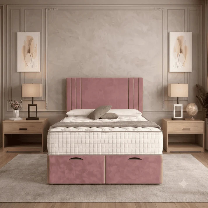 Classic Ottoman Divan Bed - Mink Chenille