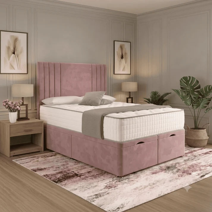 Classic Ottoman Divan Bed - Mink Chenille