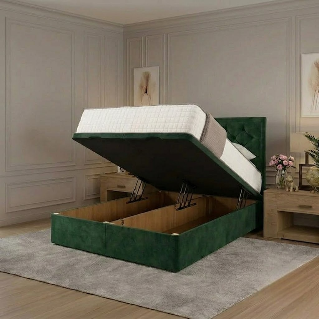 Crown Chesterfield Ottoman Divan Bed - Clay Wool