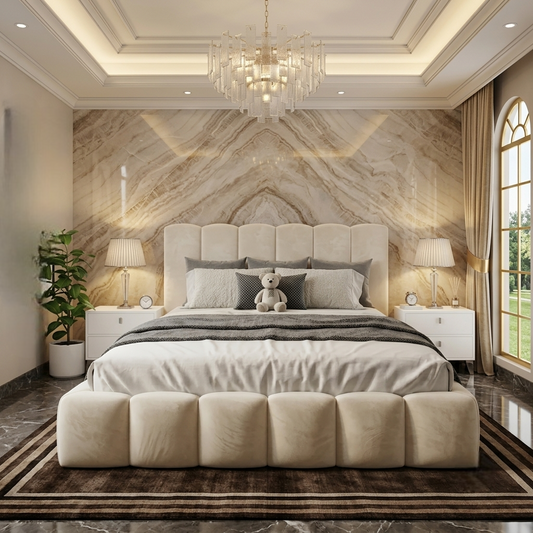 Pebble Upholstered Ottoman Bed