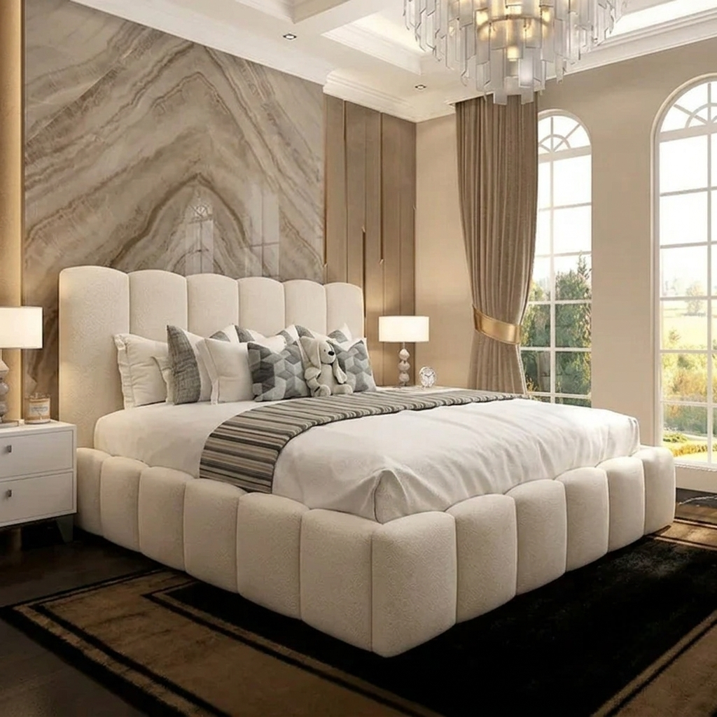 Pebble Upholstered Ottoman Bed - Clay Wool