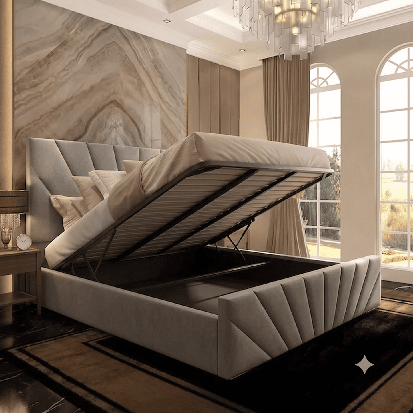 Sunrise Upholstered Ottoman Bed